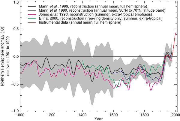 grafiek klimaatreconstructies