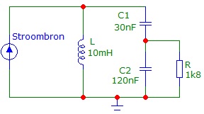 parallelresonantiekring gevoed vanuit stroombron