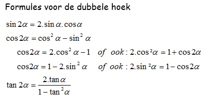 formules voor de dubbele hoek