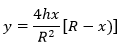 expressie voor y=f(x,h,R)